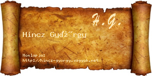 Hincz György névjegykártya